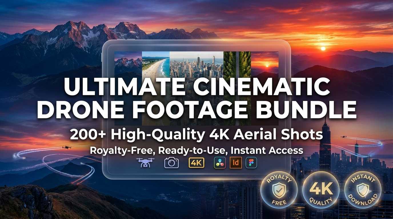 Ultimate Cinematic Drone Footage Bundle | 200+ 4K Aerial Shots, Nature, Cityscapes & Landscapes