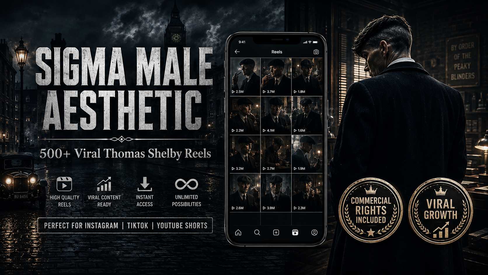 Sigma Male Reels Bundle - Thomas Shelby Motivation, Dark Aesthetic & Alpha Mindset Reels (Commercial Use