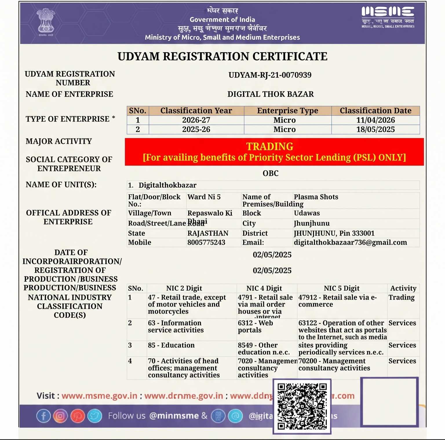 Udyam Certificate